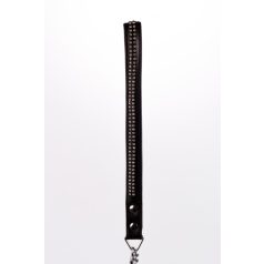   Lamb Leather Handle with 2 Rows of Small Rhinestones and Metal Chain Black