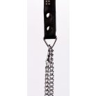 Lamb Leather Handle with 2 Rows of Small Rhinestones and Metal Chain Black