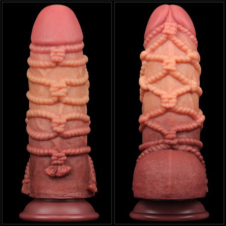 9.5'' Dual layered Platinum Silicone Cock with Rope_B15O50_3