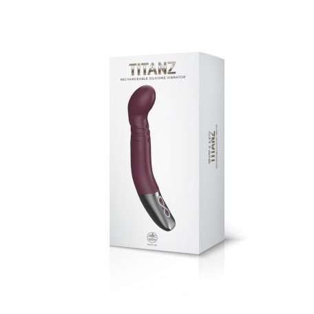 TITANZ 8" SILICONE RECHARGEABLE VIBRATOR IN RUBINE RED