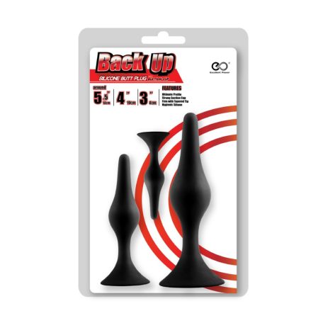 Back Up 3",4",5.5" Silicone Butt Plug w/Suction Cup (3pcs in 1 Kit Set)