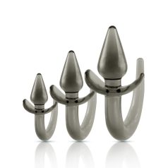 Black Axinite 3 In 1 Anal Plug Kit Set with Tail Design