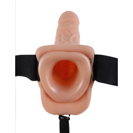 7" Hollow Strap-On with Balls  Light/Black
