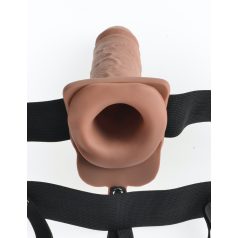 7" Hollow Strap-On with Remote  Tan/ Black