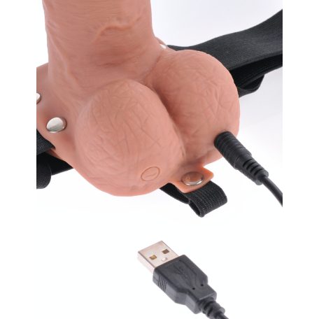 7" Hollow Strap-On with Remote  Tan/ Black