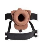 6" Hollow Rechargeable Strap-On with Balls Tan