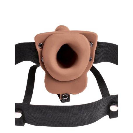 6" Hollow Rechargeable Strap-On with Balls Tan