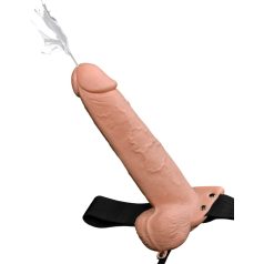 9" Squirting Hollow Strap-on  Light/Black